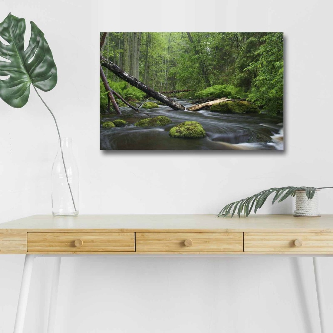 Obraz s LED osvětlením POTOK V LESE 03 45 x 70 cm