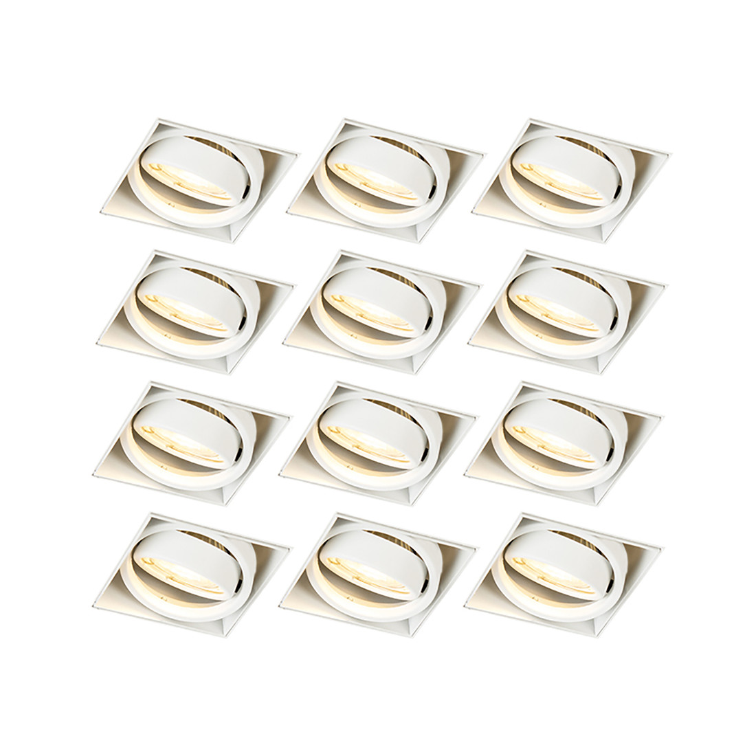 Set van 12 inbouwspot wit GU10 kantelbaar trimless - Oneon