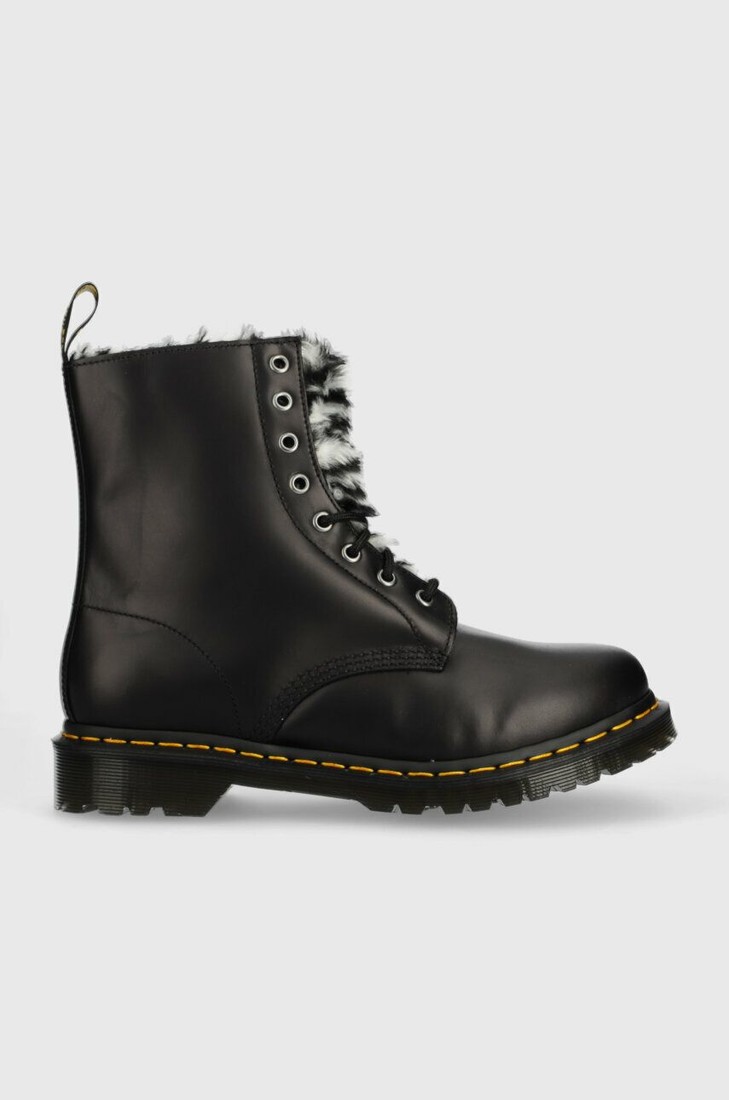 Kožené workery Dr. Martens 1460 Serena dámske, čierna farba, na plochom podpätku, zateplené