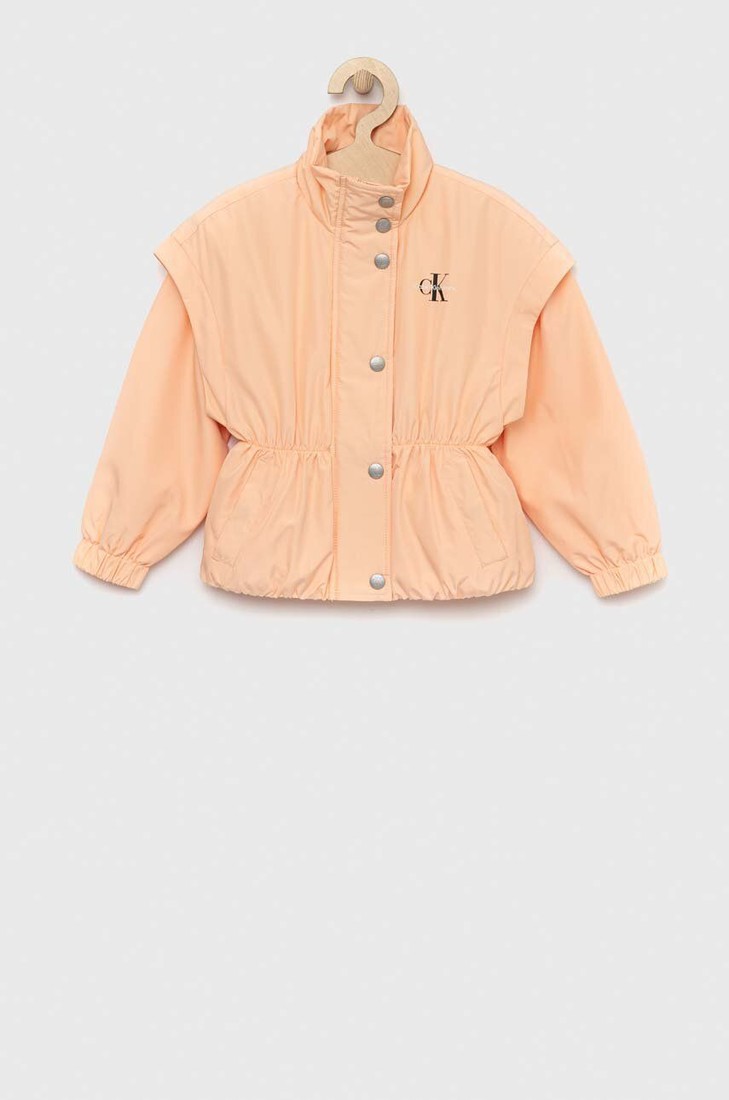 Detská bunda Calvin Klein Jeans oranžová farba