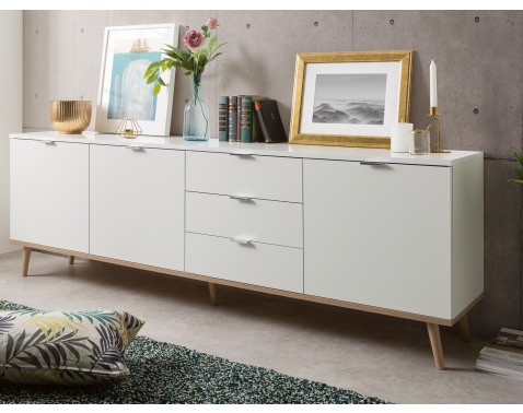 Široká komoda Göteborg, biela/dub sonoma%
