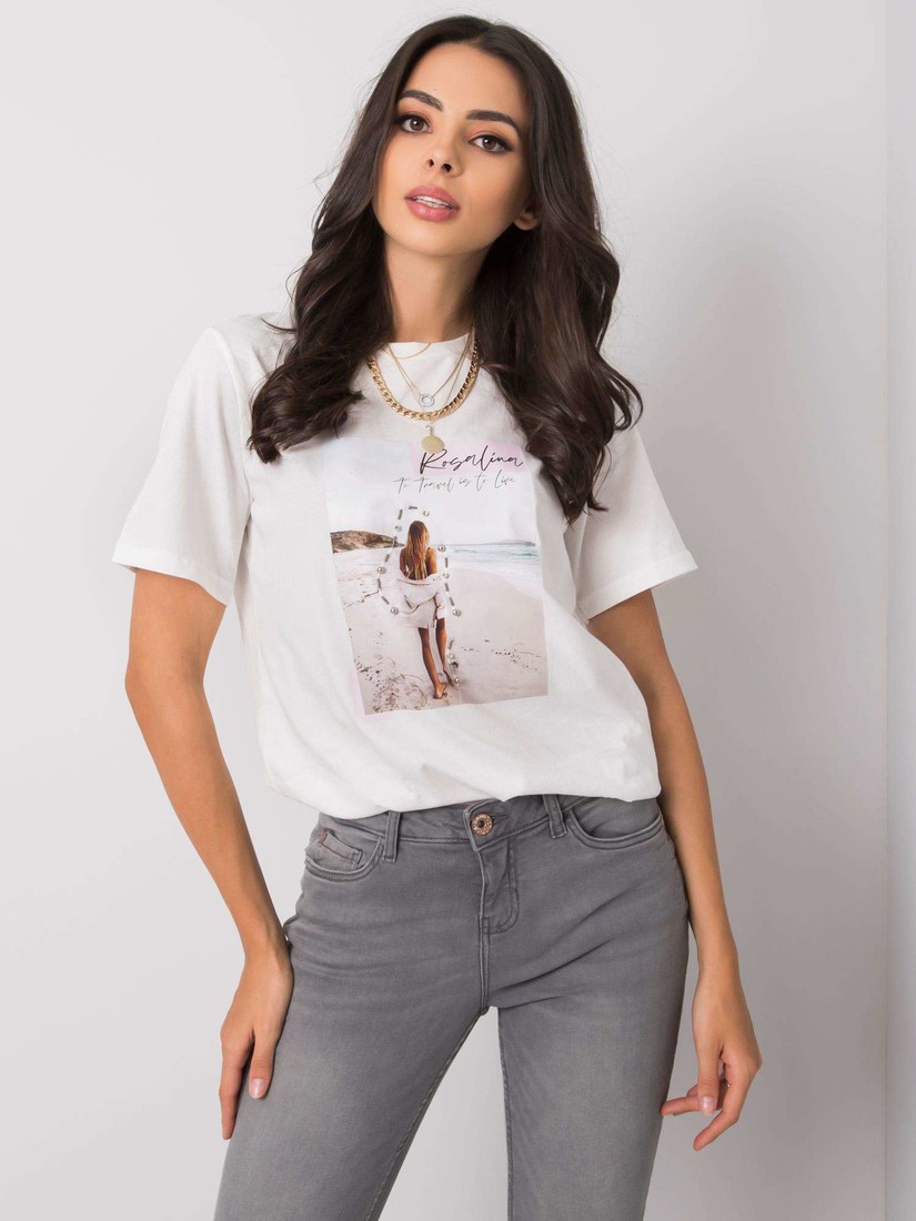 White T-shirt with application and print