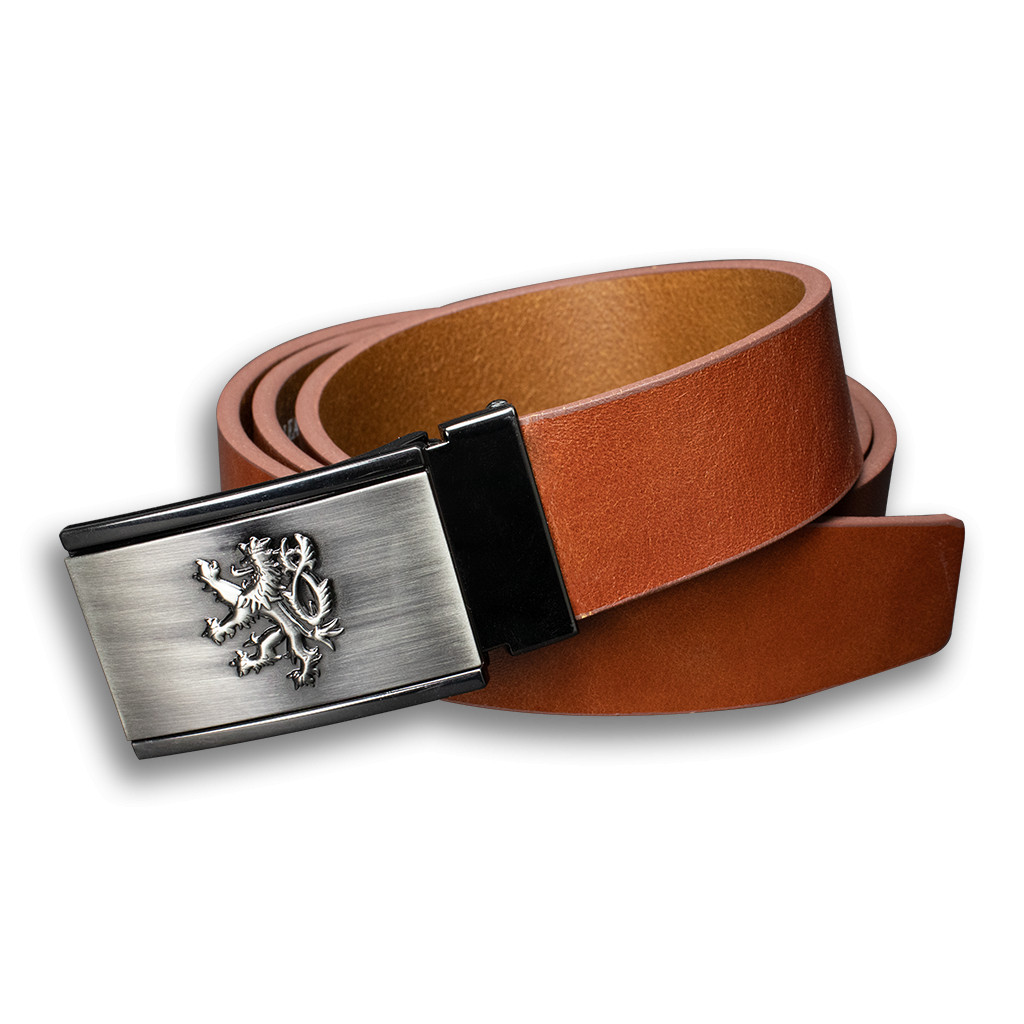 Opasok kožený Český lev Patina 3,5 cm - hnedý, 95