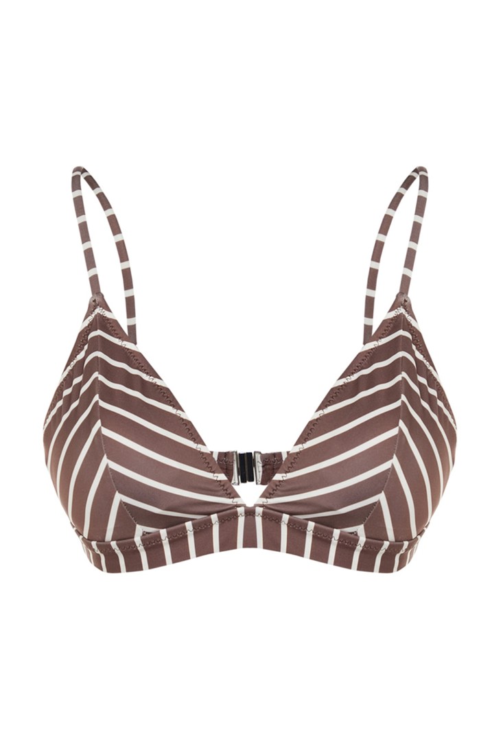 Trendyol Bikini Top - Brown - Striped