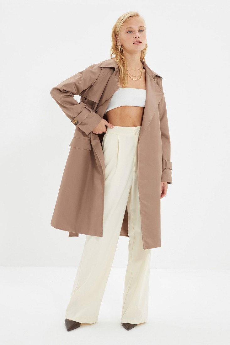 Trendyol Trench Coat - Beige - Double-breasted