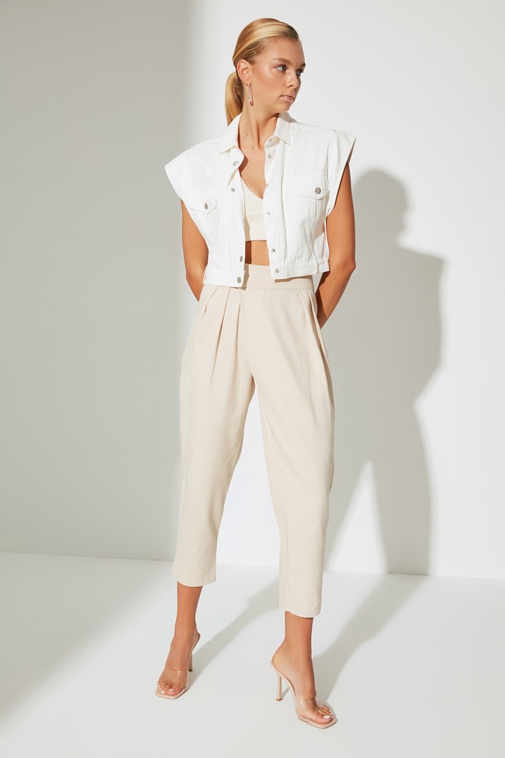 Trendyol Pants - Ecru - Straight
