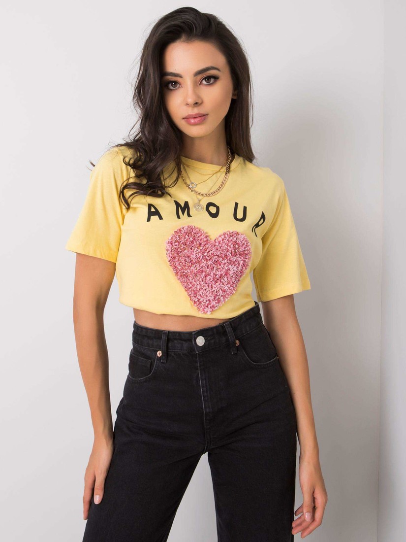 Yellow cotton T-shirt with application