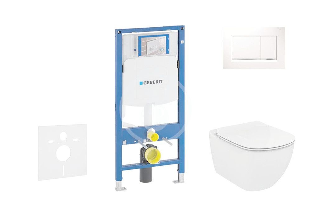 GEBERIT - Duofix Modul na závesné WC s tlačidlom Sigma30, biela/lesklý chróm + Ideal Standard Tesi - WC a doska, Rimless, SoftClose 111.300.00.5 NE5
