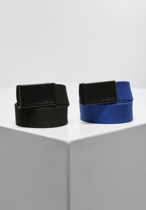 Urban Classics Canvas Belt Kids 2-Pack black+blue - One Size