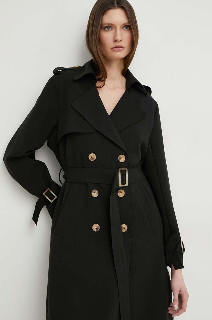 Trenčkot Answear Lab dámsky, čierna farba, prechodný, oversize