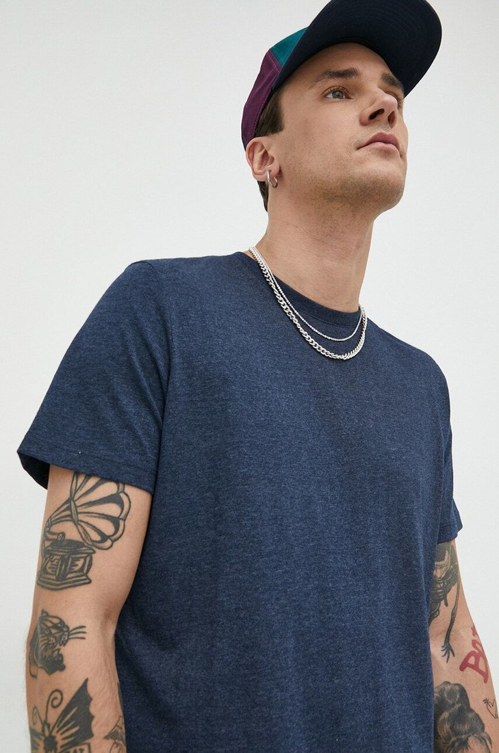 Tričko Jack & Jones JJEORGANIC pánske, tmavomodrá farba, jednofarebné, 12222887