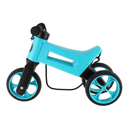 Odrážadlo FUNNY WHEELS Rider SuperSport tyrkys 2v1+popruh, vyššie. sedlá 28/30cm nos. 25kg 18m+ v sá