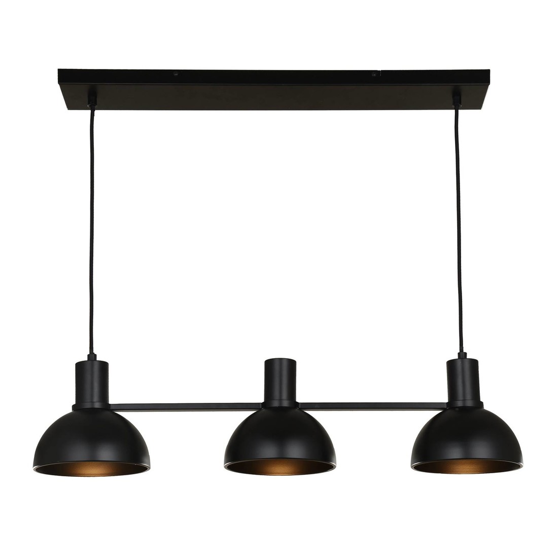 Lucande Mostrid závesné lampa, čierna, 3-plameňová