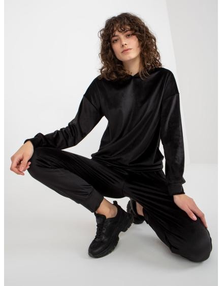 Dámska súprava velúrová s nohavicami a mikinou s kapucňou AVERI čierna