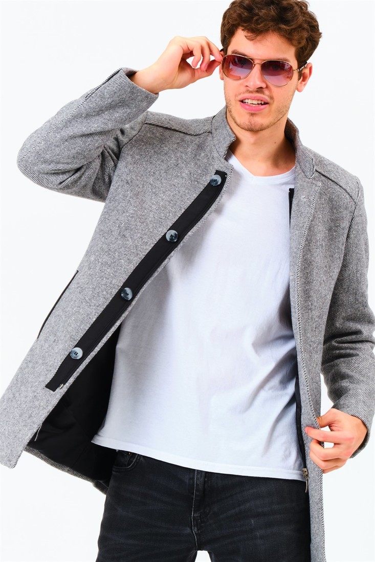 PLT8327 DEWBERRY MEN'S COAT-DIAGONAL GREY