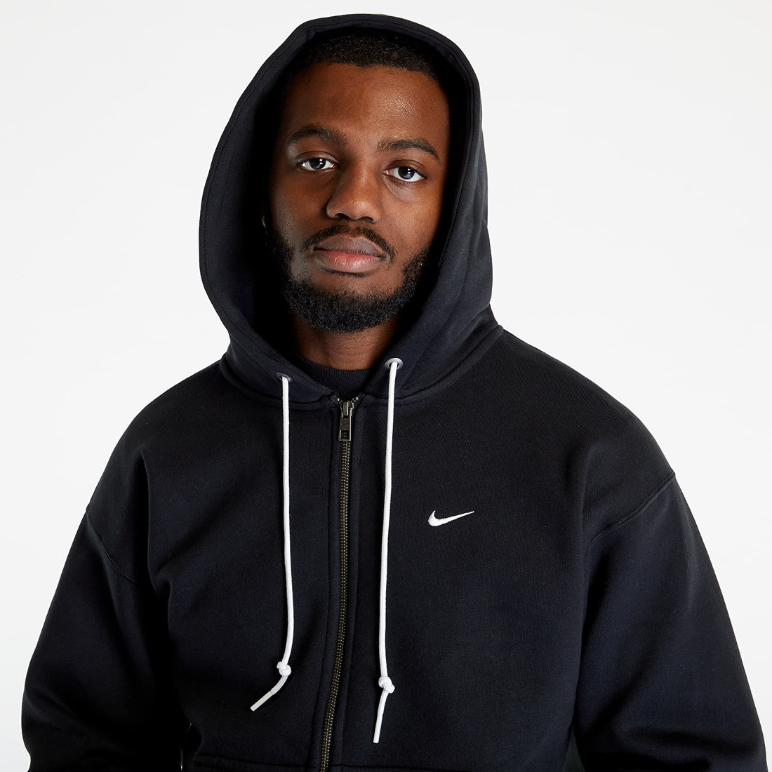 Nike Solo Swoosh Men's Full-Zip Hoodie Black/ White