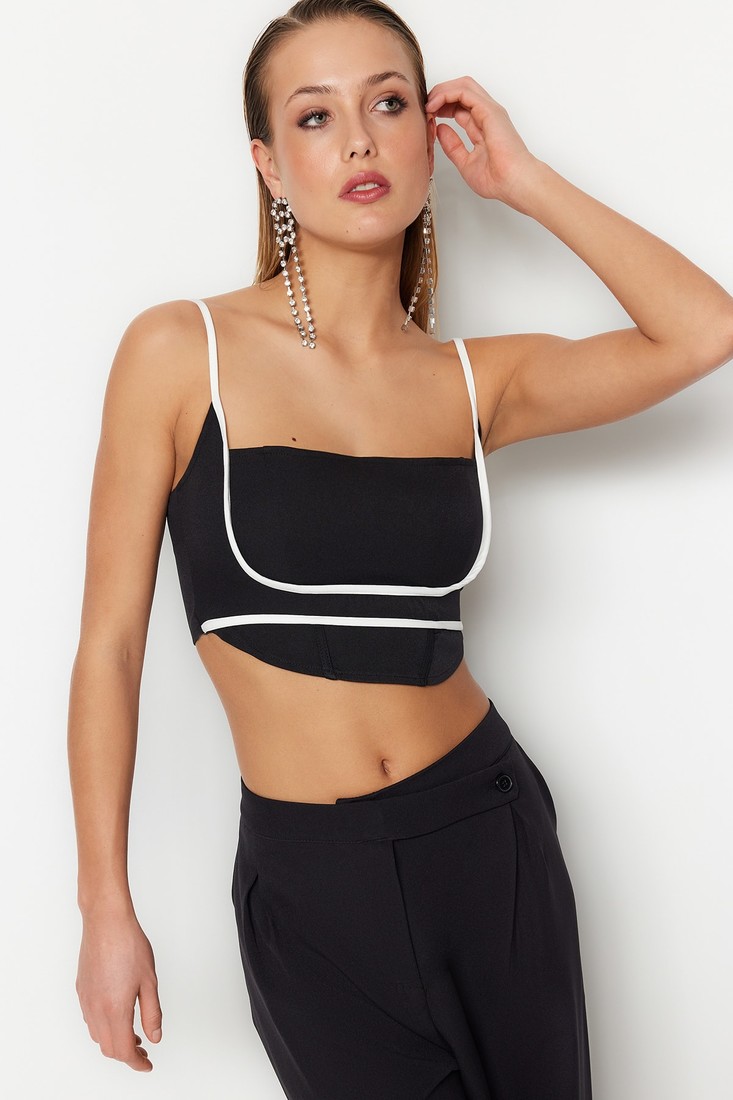 Trendyol Crop Top - Black - Plain