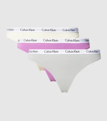 Dámské tanga 3pcs QD3587E CFU  Vícebarevná - Calvin Klein S Mix barev
