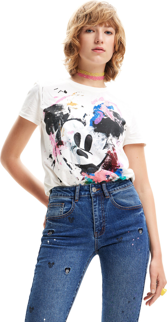Desigual Dámske tričko Ts Mickey Crash Regular Fit 23SWTK591000 L