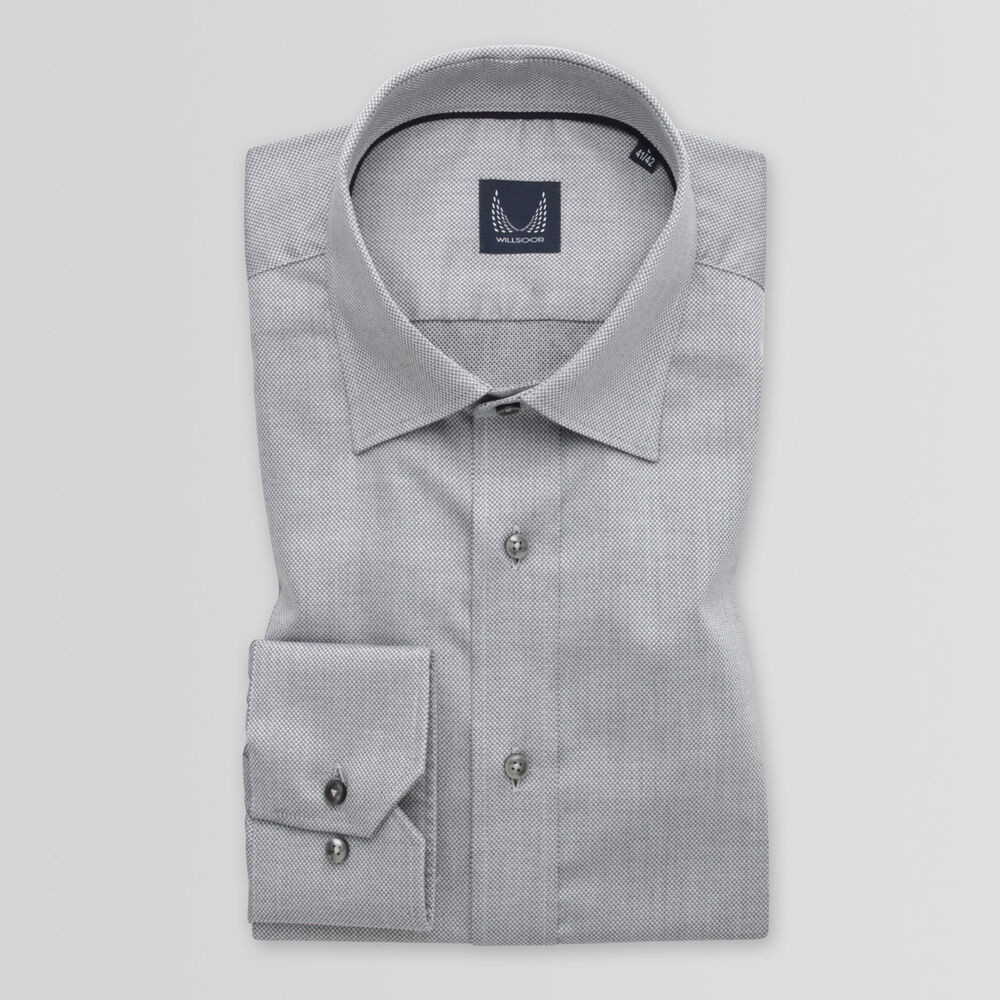 Pánska slim fit košeľa sivej farby s jemným vzorom 14904