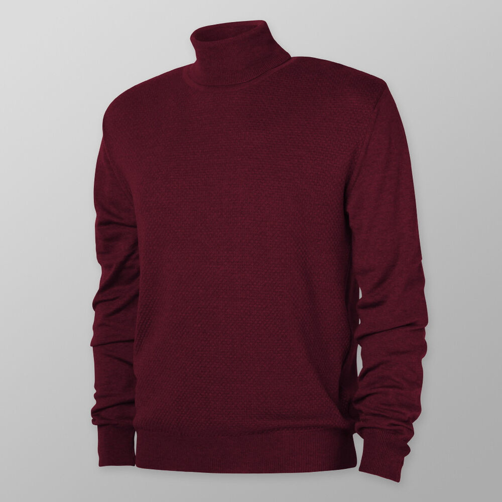 Pánsky bordový sveter s rolákom a jemným vzorom 14908