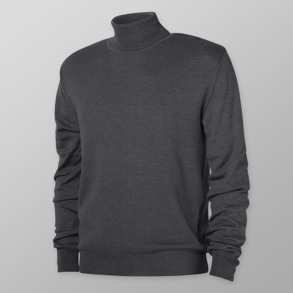 Pánsky antracitový sveter s rolákom a jemným vzorom 14910