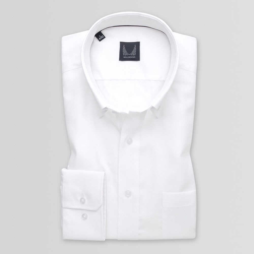 Pánska slim fit košeľa biela s materiálom typu oxford 14917