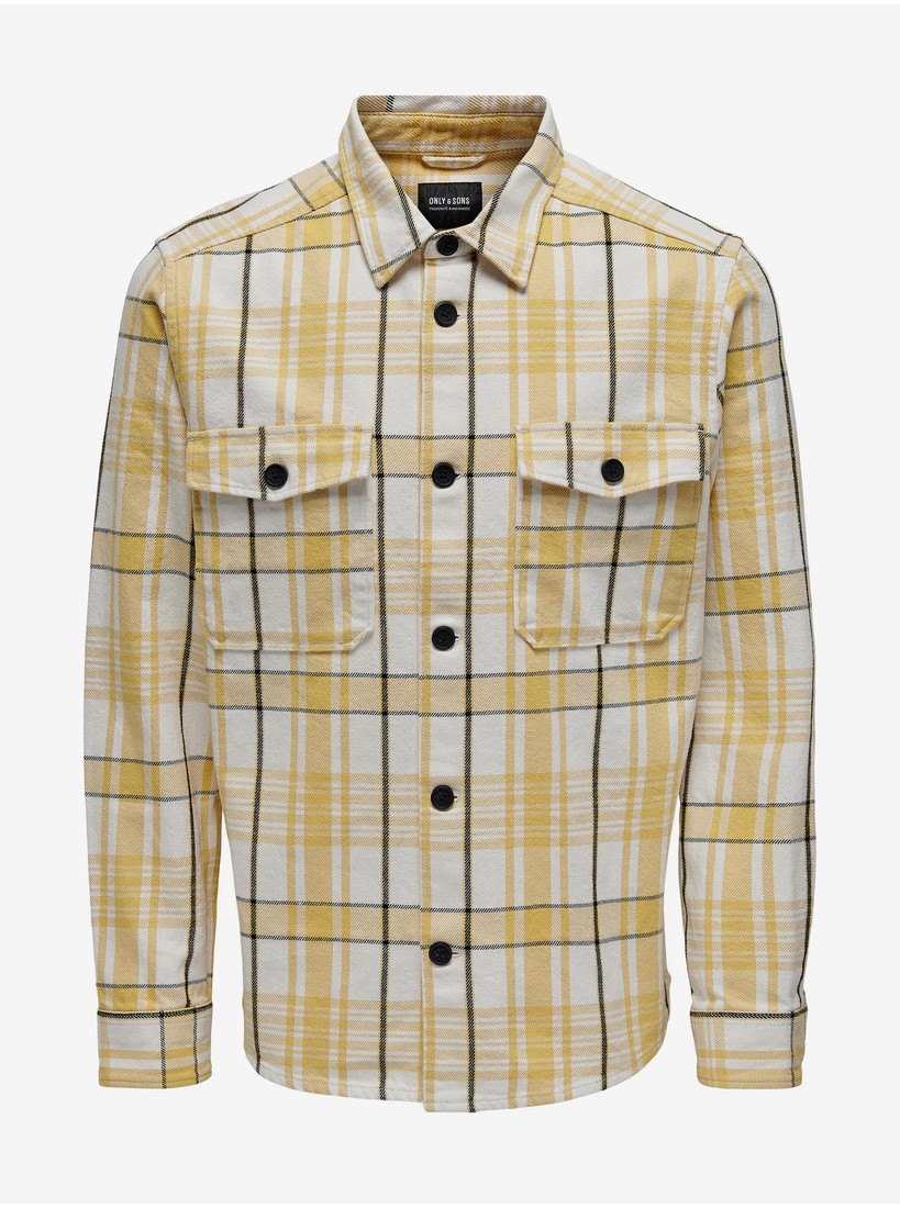 White and yellow men's plaid shirt ONLY & SONS Milo - Men