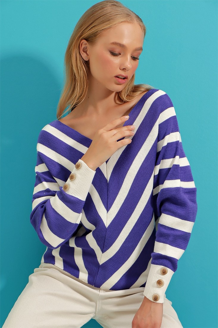 Dámsky sveter Trend Alaçatı Stili Zebra