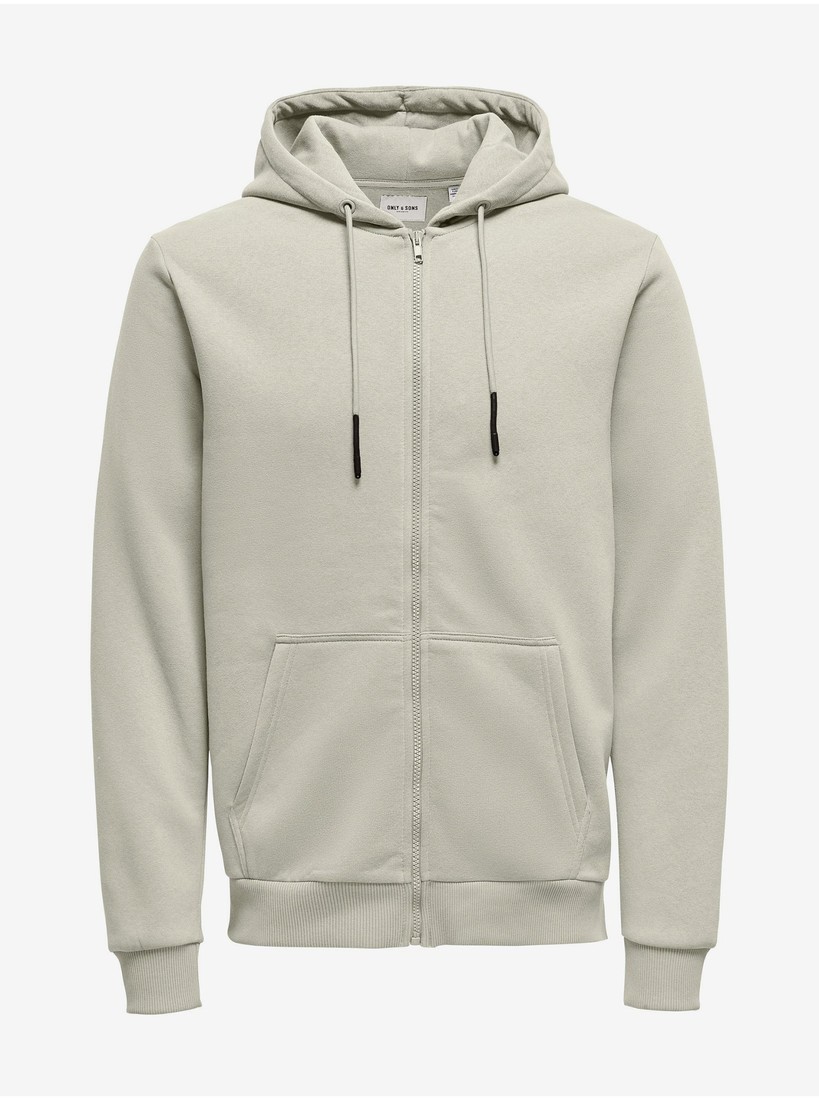 Beige Mens Zipper Hoodie ONLY & SONS Ceres - Men