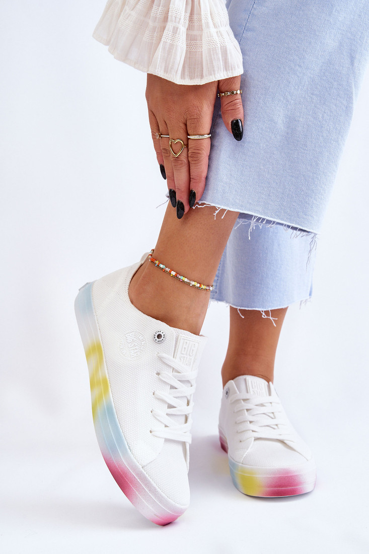 Women's Sneakers with Big Star Colorful Platform LL274237 White