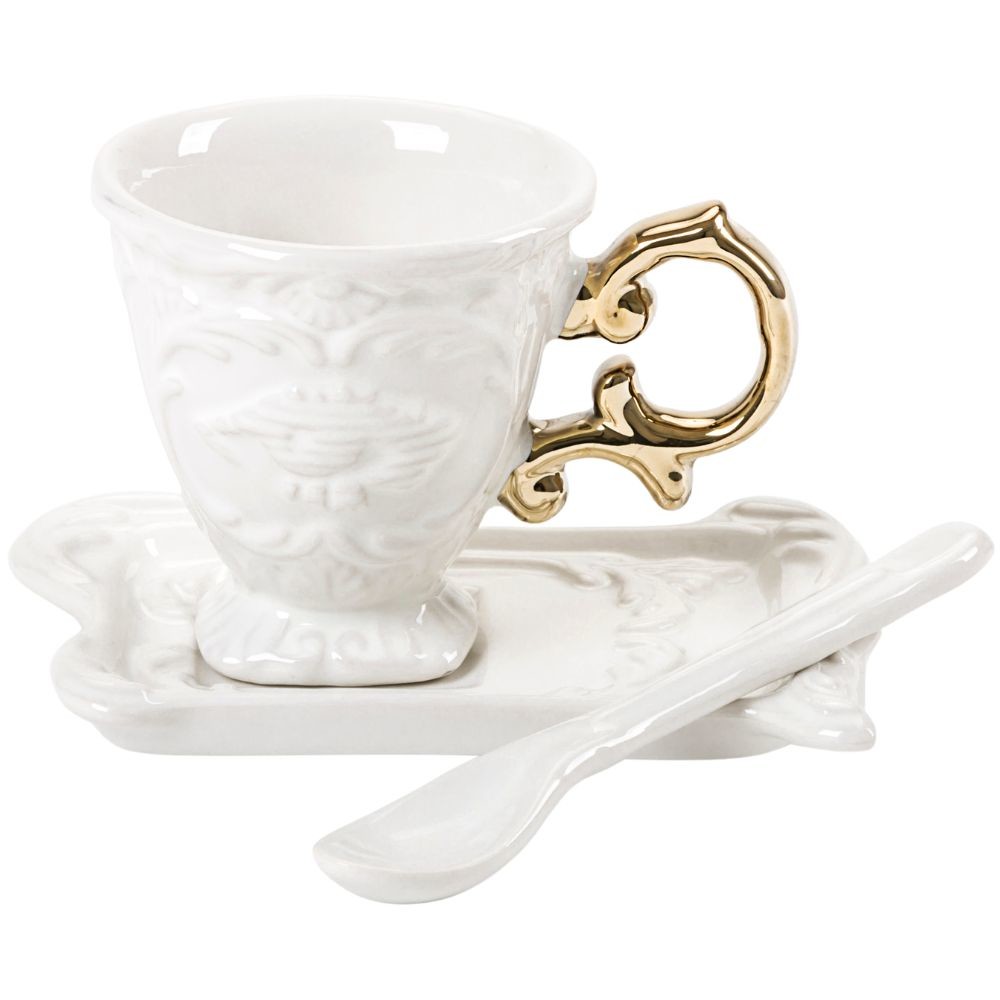 Šálka na kávu s podšálkou a lyžičkou I-WARES Seletti gold