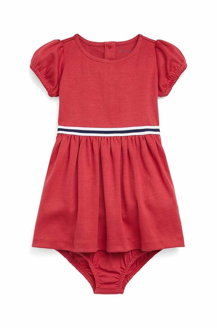 Šaty pre bábätká Polo Ralph Lauren červená farba, mini, áčkový strih
