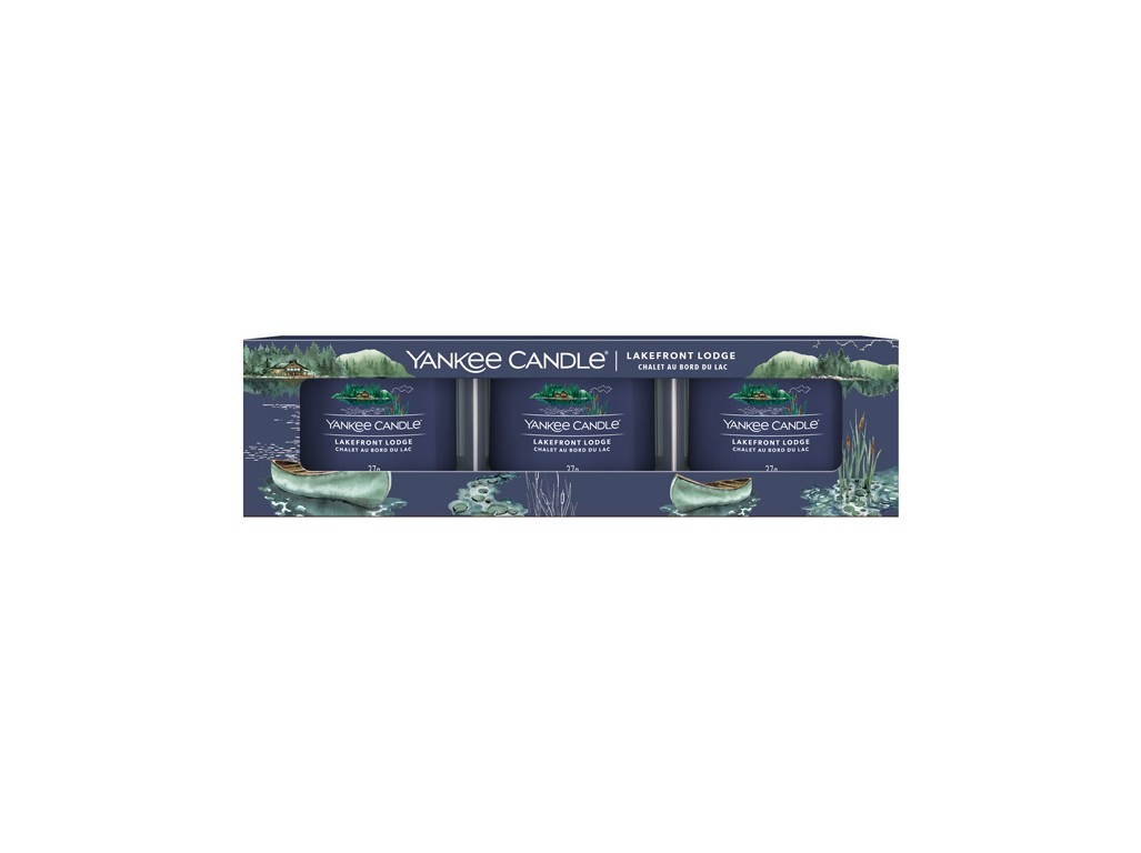 Yankee Candle Súprava votívnych sviečok v skle Lakefront Lodge 3 x 37 g