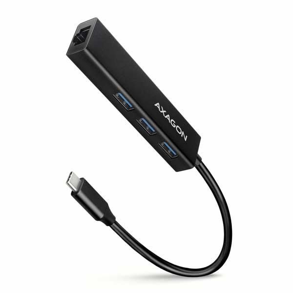 AXAGON HMC-GL3A 3x USB-A + GLAN, USB 3.2 Gen 1 hub, metal, 20cm USB-C cable HMC-GL3A