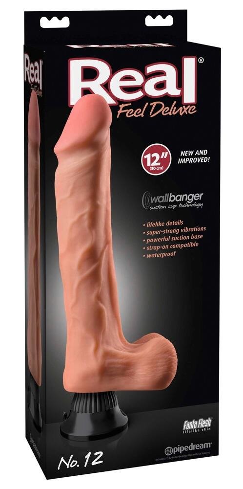 Real Feel Deluxe No.12 - testicular, lifelike vibrator (natural)