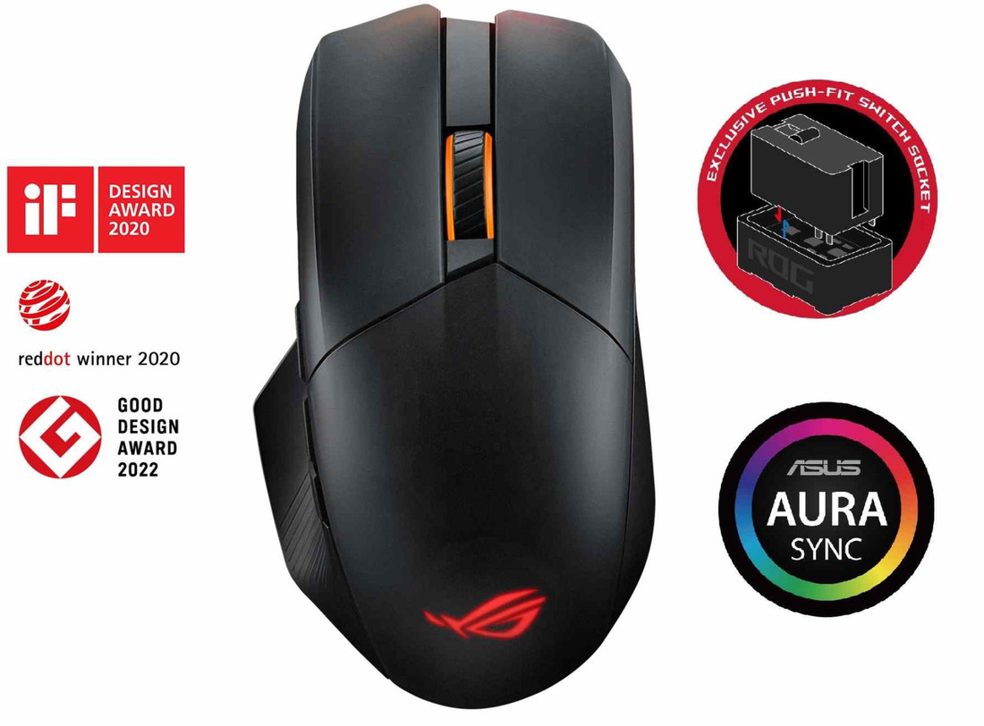 ASUS myš ROG Chakram X Origin, RGB, Bluetooth, čierna