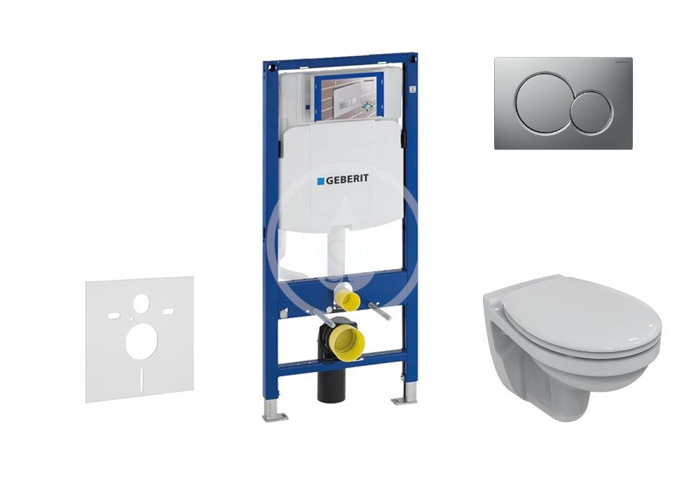GEBERIT - Duofix Modul na závesné WC s tlačidlom Sigma01, matný chróm + Ideal Standard Quarzo - WC a doska 111.300.00.5 ND3