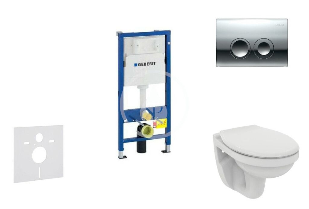 GEBERIT - Duofix Modul na závesné WC s tlačidlom Delta21, lesklý chróm + Ideal Standard Quarzo - WC a doska 458.103.00.1 NR2