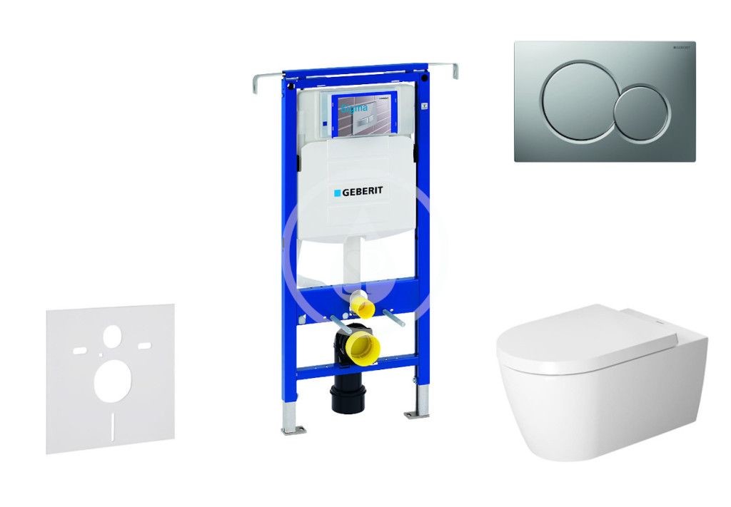 GEBERIT - Duofix Modul na závesné WC s tlačidlom Sigma01, matný chróm + Duravit ME by Starck - WC a doska, Rimless, SoftClose 111.355.00.5 NM3