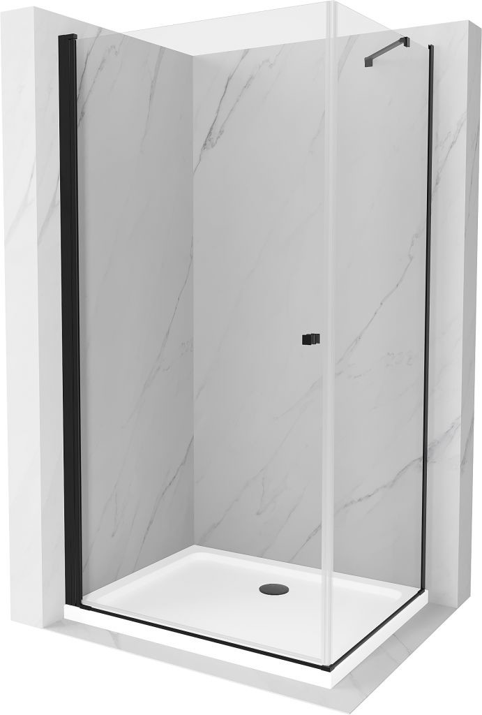 MEXEN/S - Pretória sprchovací kút 100x100 cm, transparent, čierna + sprchová vanička vrátane sifónu 852-100-100-70-00-4010B