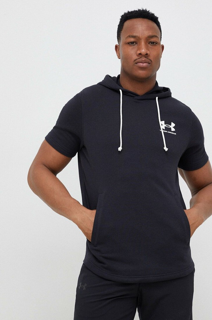 Tréningová mikina Under Armour Rival čierna farba, s kapucňou, jednofarebná