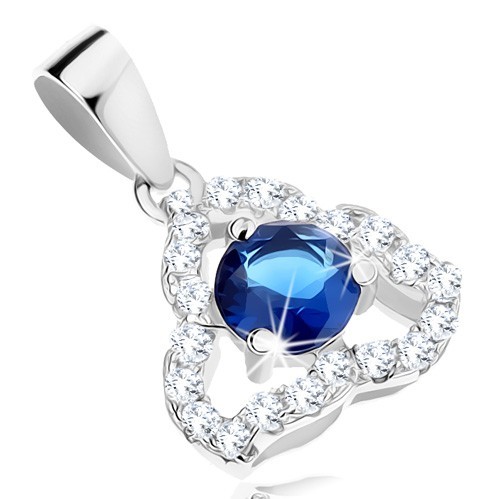 Strieborný prívesok 925, číry nesúmerný obrys trojuholníka, modrý zirkón