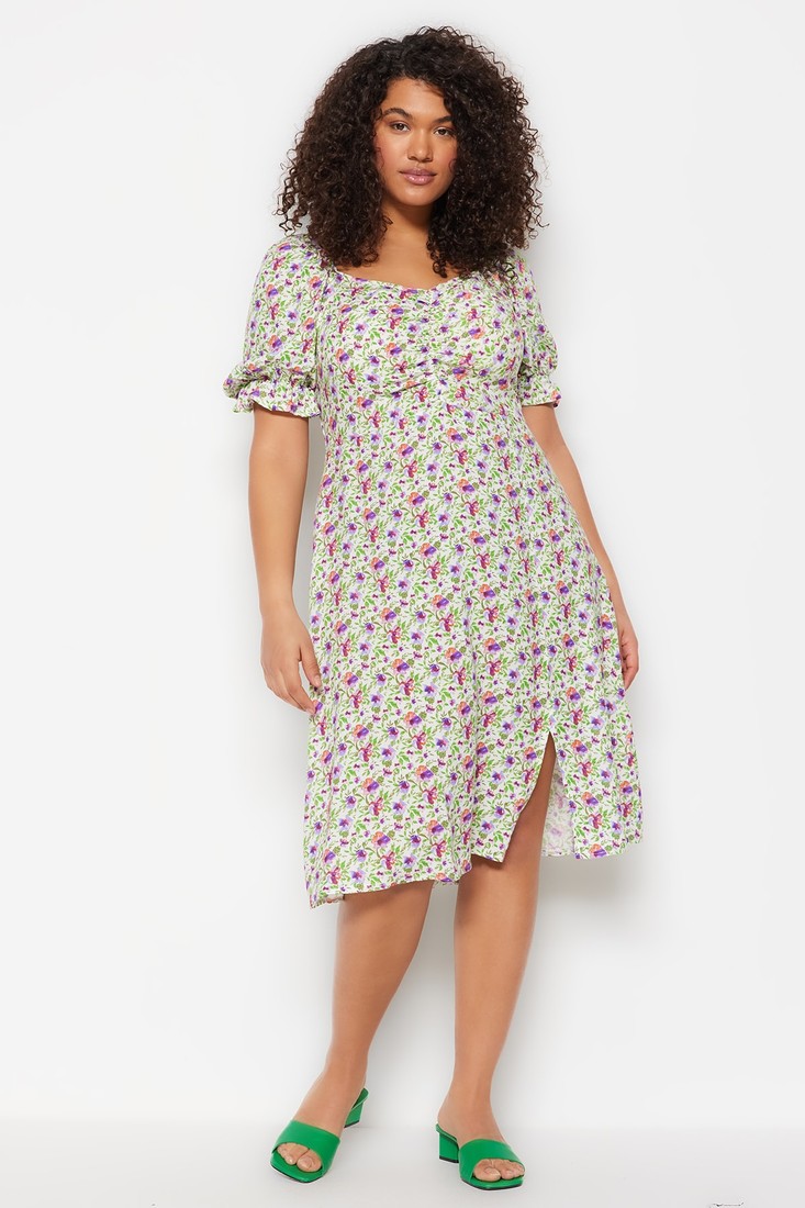 Trendyol Curve Plus Size Dress - Multi-color - Skater