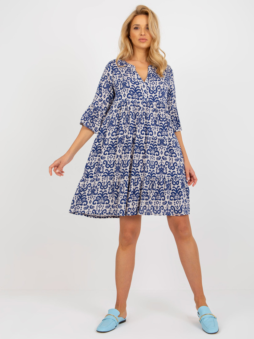Women's Boho Dress with 3/4 Sleeves Sublevel - Multicolored