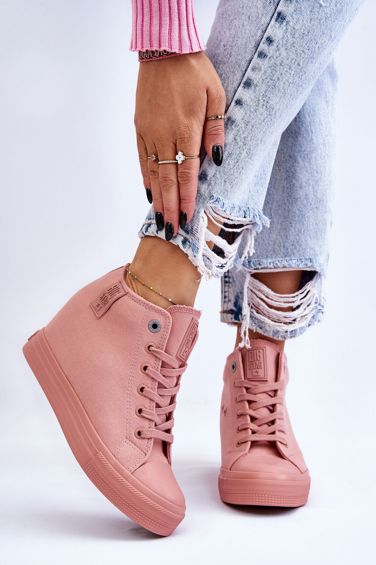 High Sneakers on a Hidden Wedge Big Star LL274036 Pink