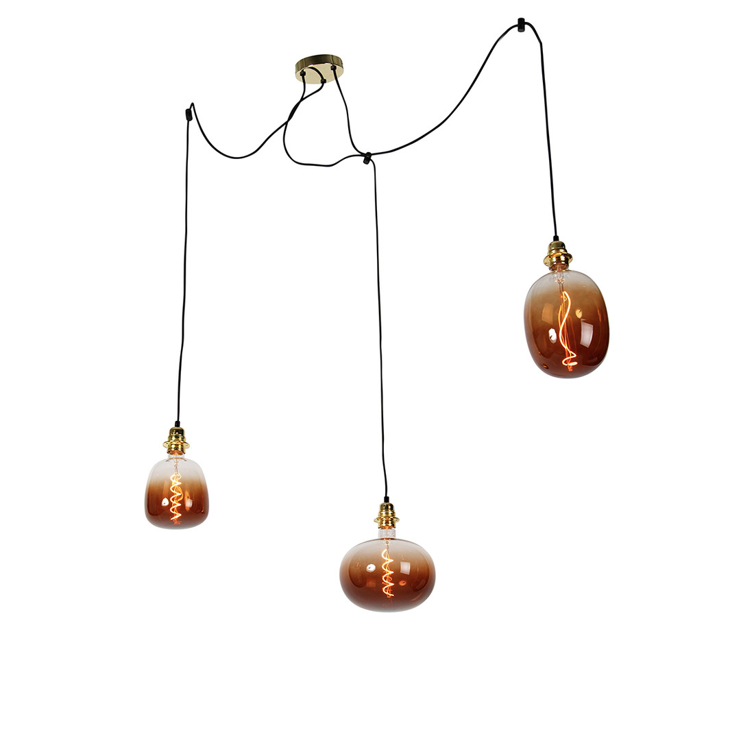 Hanglamp goud 3-lichts incl. LED dimbaar - Cava Luxe