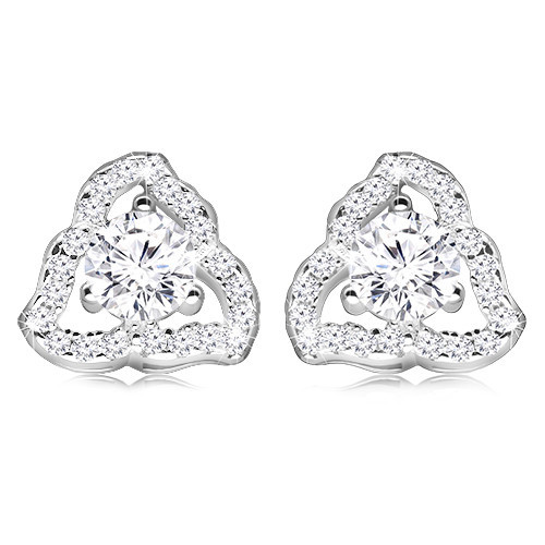 Náušnice zo striebra 925 s ródiovaným povrchom - číry obrys nesúmerného trojuholníka