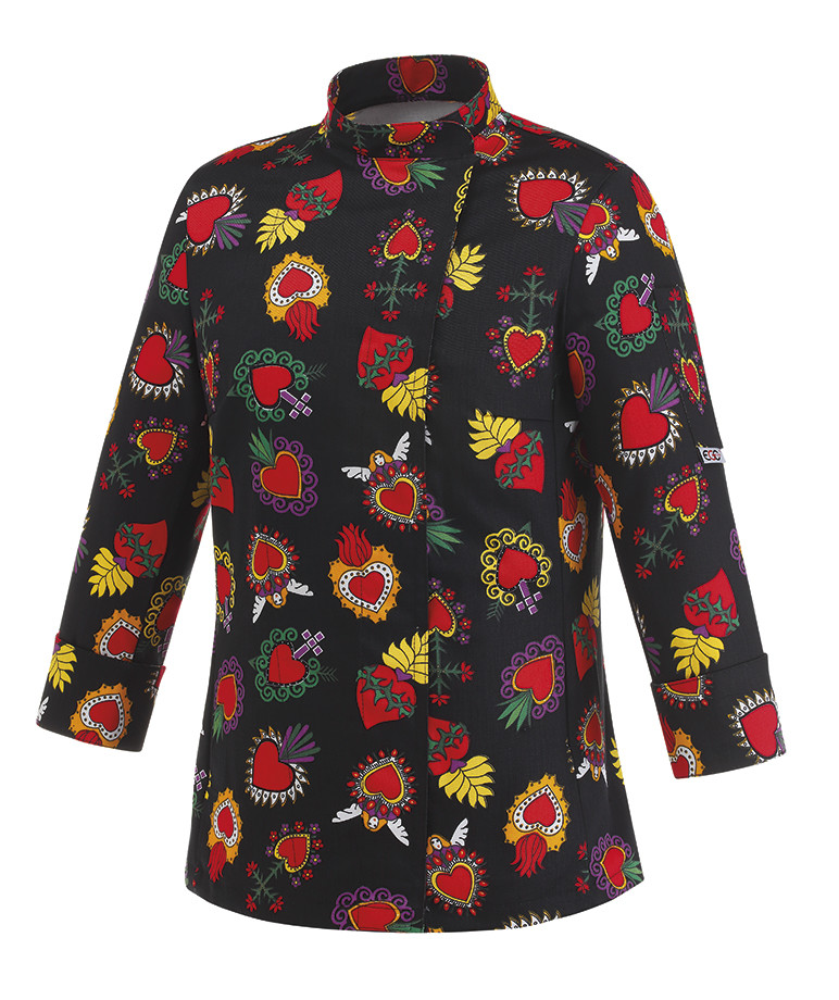 EGOCHEF Dámsky kuchársky rondon EGOchef Srdcia - dlhý rukáv XS