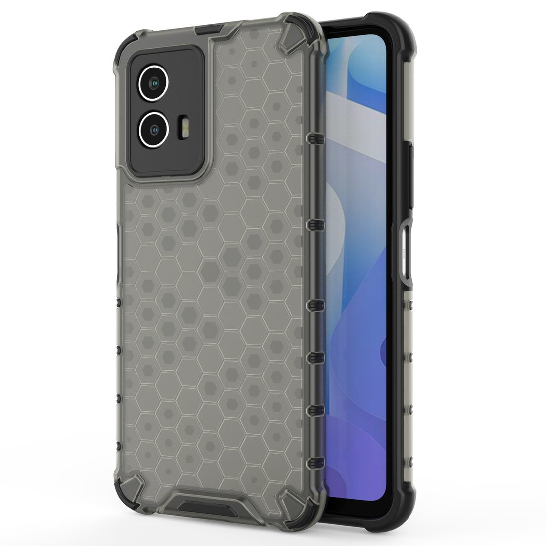 IZMAEL Vivo Y55 5G Honeycomb pancierové puzdro so silikónovým rámom  KP24328 čierna